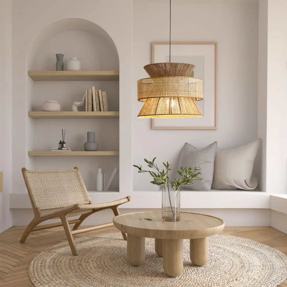 Farmhouse Hemp Rope & Rattan Lampshade
