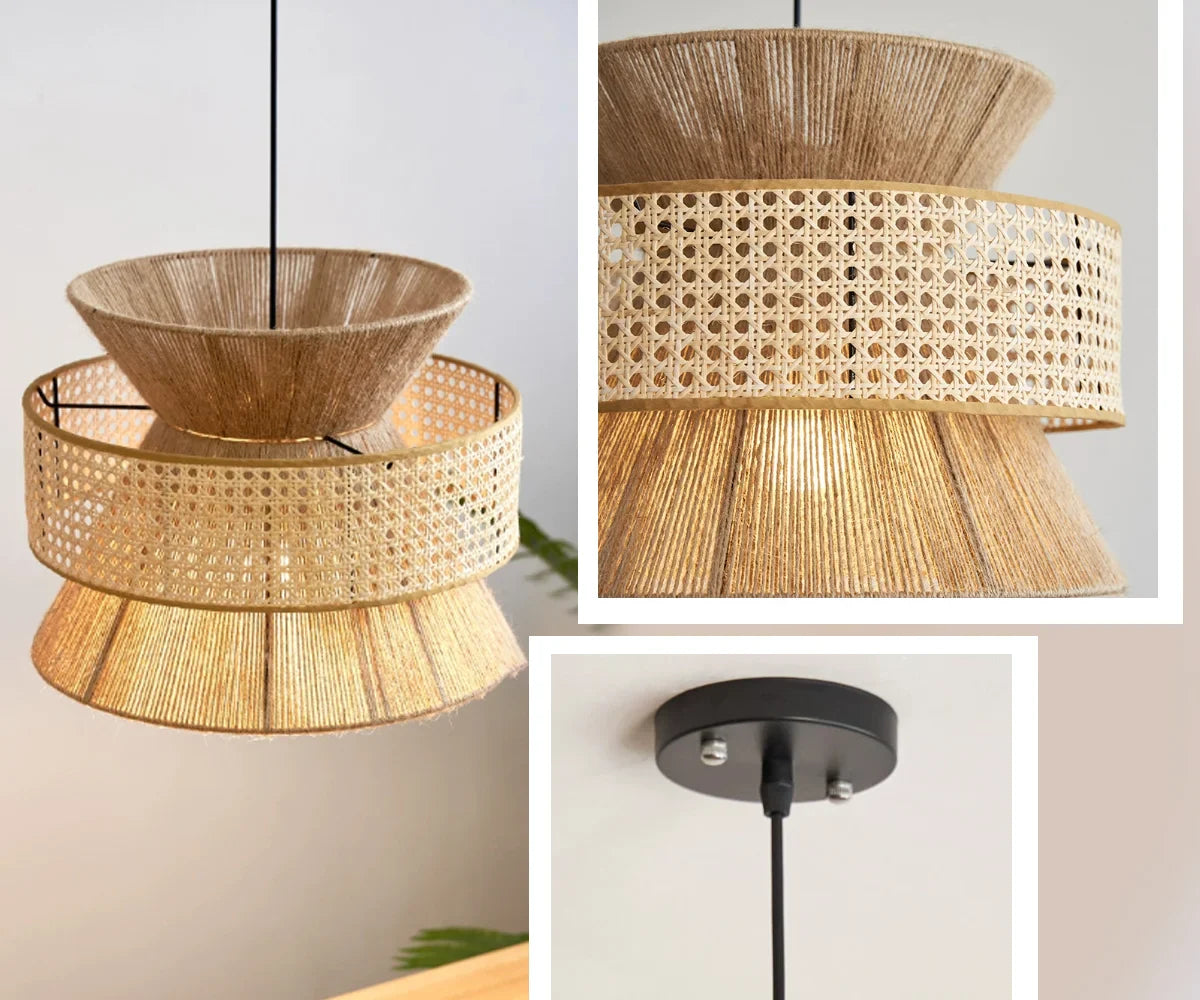 Farmhouse Hemp Rope & Rattan Lampshade